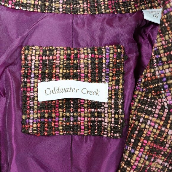 Coldwater Creek Wool Blend Blazer Womens Size 10 Lined Tweed Multicolor Jacket - Picture 10 of 10
